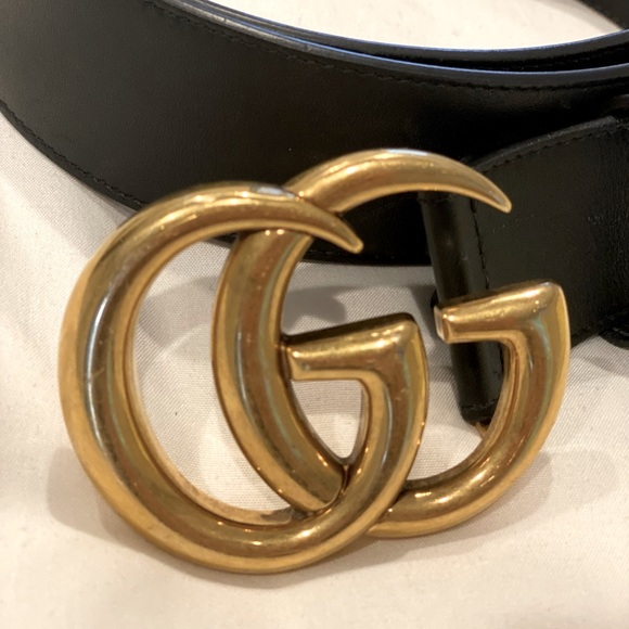 Gucci Double G buckle wide belt, black, Marmont style - Picture 4 of 6